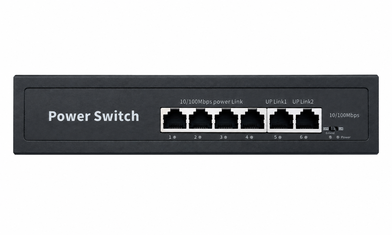 Switch PoE 4 Puertos + 2 Uplink 10/100 Mbps 65W para Cámaras IP